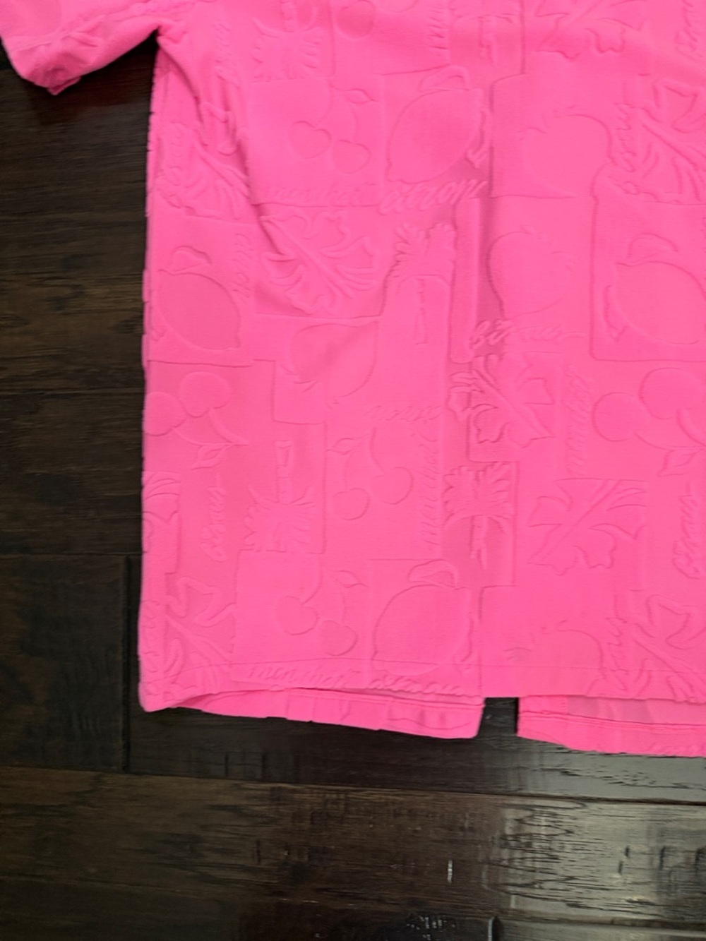 Beach Riot Neon Pink Mabel Embossed Terry Short Sleeve Swim Cover Up Top L - Picture 10 of 12